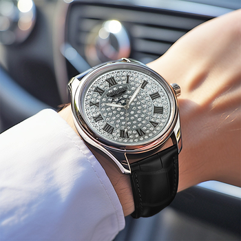 Binlihuan Мъжки кварцов часовник с кожена каишка, прост дизайн, водоустойчив