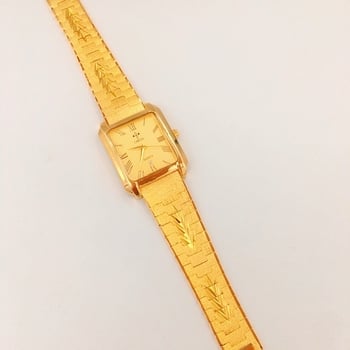 Camica мъжки часовник, златист тон, ретро правоъгълен циферблат, кварцов механизм, водоустойчив 30m, ежедневен стил