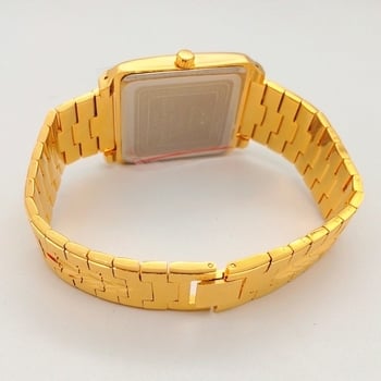 Camica мъжки часовник, златист тон, ретро правоъгълен циферблат, кварцов механизм, водоустойчив 30m, ежедневен стил