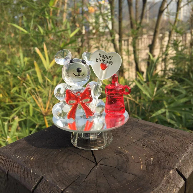 Kristalni medvjedić – unutarnja dekoracija, prozirni kristal, Zhongyun Crystal