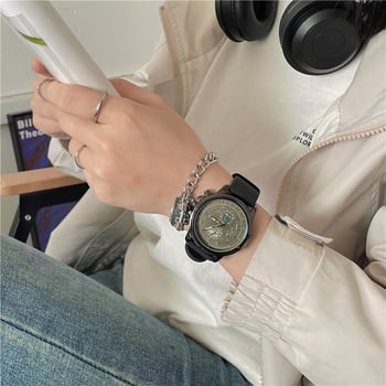 Мъжки часовник, 2024 нов модел, кварцов механизъм, аналогов дисплей, кръгъл циферблат 40 мм, силиконова каишка, сплавен корпус, ежедневен стил