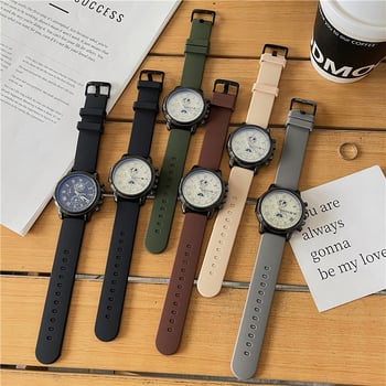 Мъжки часовник, 2024 нов модел, кварцов механизъм, аналогов дисплей, кръгъл циферблат 40 мм, силиконова каишка, сплавен корпус, ежедневен стил