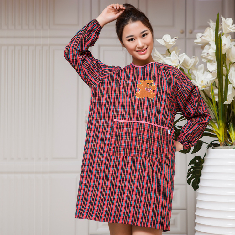 Ποδιά από 100% βαμβάκι με μακριά μανίκια, για ενήλικες, χρήση κουζίνας, χοντρό ύφασμα, μοντέρνο οικιακό εργασιακό ένδυμα