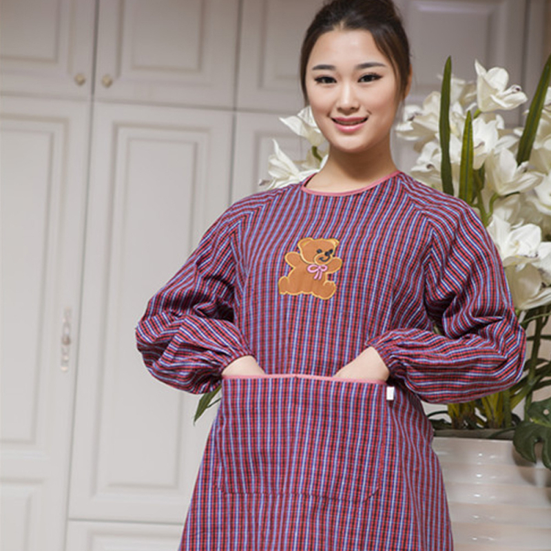 Ποδιά από 100% βαμβάκι με μακριά μανίκια, για ενήλικες, χρήση κουζίνας, χοντρό ύφασμα, μοντέρνο οικιακό εργασιακό ένδυμα