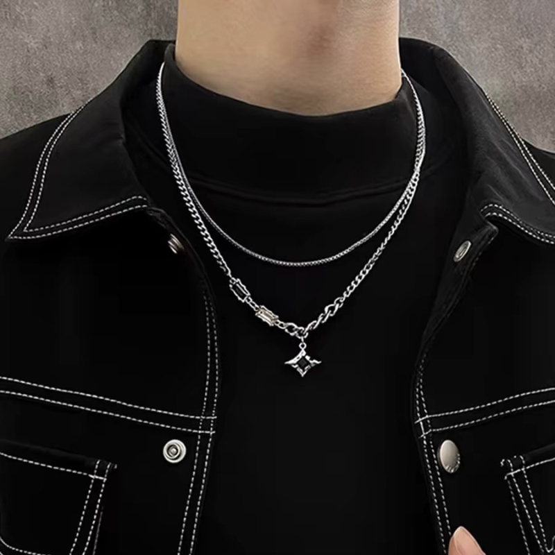 Dvostruko složena zvjezdana ogrlica – unisex, hip-hop stil, lagani luksuzni nišni dizajn, lanac ključne kosti za džemper