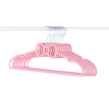 Ροζ πλαστική κρεμάστρα ρούχων με μοτίβο καρδιάς και φιόγκο, αντιολισθητική, μήκος 40 cm