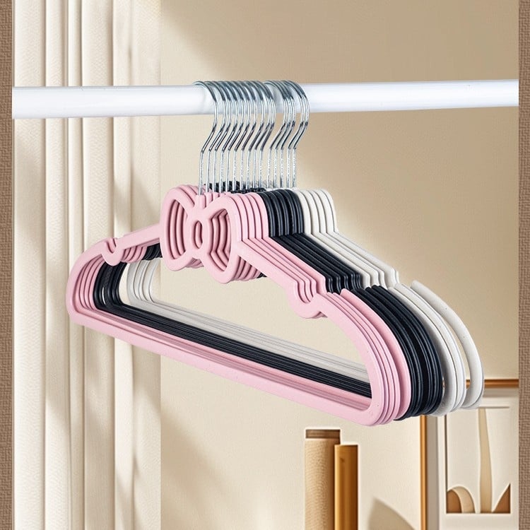 Ροζ πλαστική κρεμάστρα ρούχων με μοτίβο καρδιάς και φιόγκο, αντιολισθητική, μήκος 40 cm