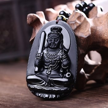 Crni obsidijan privjesak s kineskim zodijakom i statuom Buddhe, osam zaštitnika — muški i ženski nakit