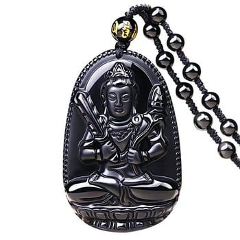 Crni obsidijan privjesak s kineskim zodijakom i statuom Buddhe, osam zaštitnika — muški i ženski nakit