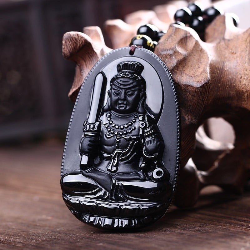Crni obsidijan privjesak s kineskim zodijakom i statuom Buddhe, osam zaštitnika — muški i ženski nakit