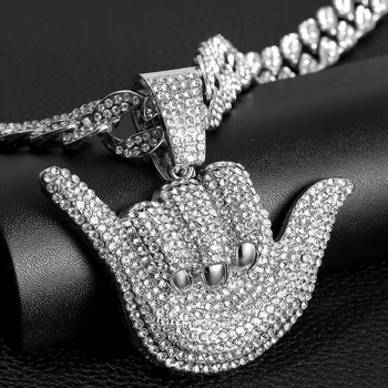 Muški ogrlica s kubanskom lancem, dijamantno privjesak, hip-hop stil, personaliziran