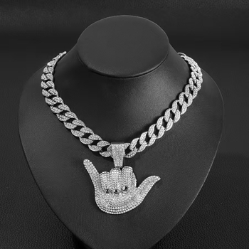 Muški ogrlica s kubanskom lancem, dijamantno privjesak, hip-hop stil, personaliziran