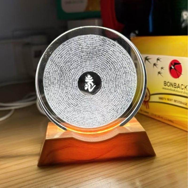 Kristalni ukras sa Shurangama mantrom za sreću, pogodan za dnevni boravak, spavaću sobu ili hodnik; savršen dar prijateljima