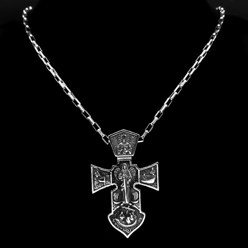 Unisex ogrlica s križem od nehrđajućeg čelika, vintage stil, moderan dizajn