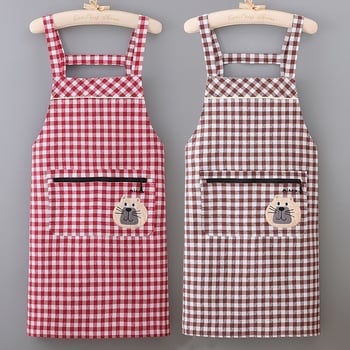 Βαμβακερή ποδιά για γυναίκες, αναπνέουσα και ανθεκτική στα λεκέδες, για οικιακή κουζίνα, με σχέδιο αρκούδας