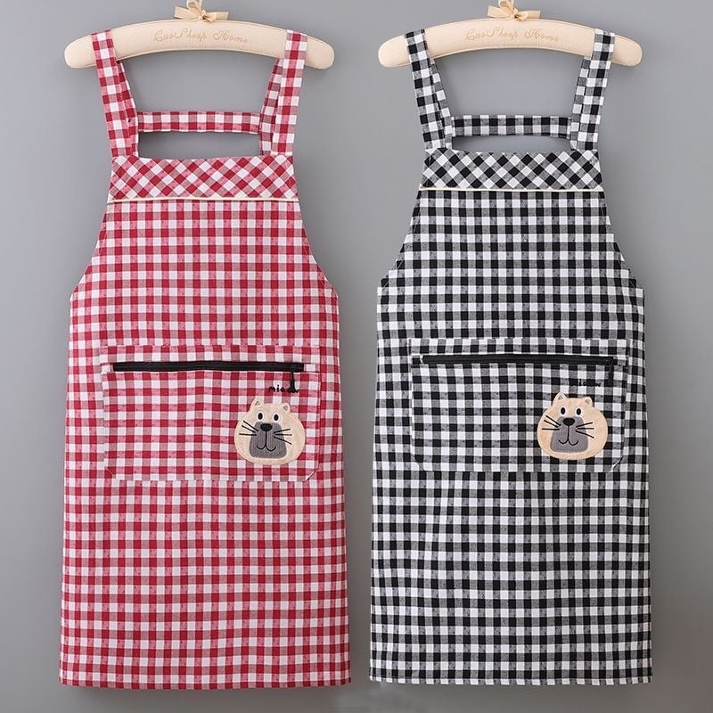 Βαμβακερή ποδιά για γυναίκες, αναπνέουσα και ανθεκτική στα λεκέδες, για οικιακή κουζίνα, με σχέδιο αρκούδας