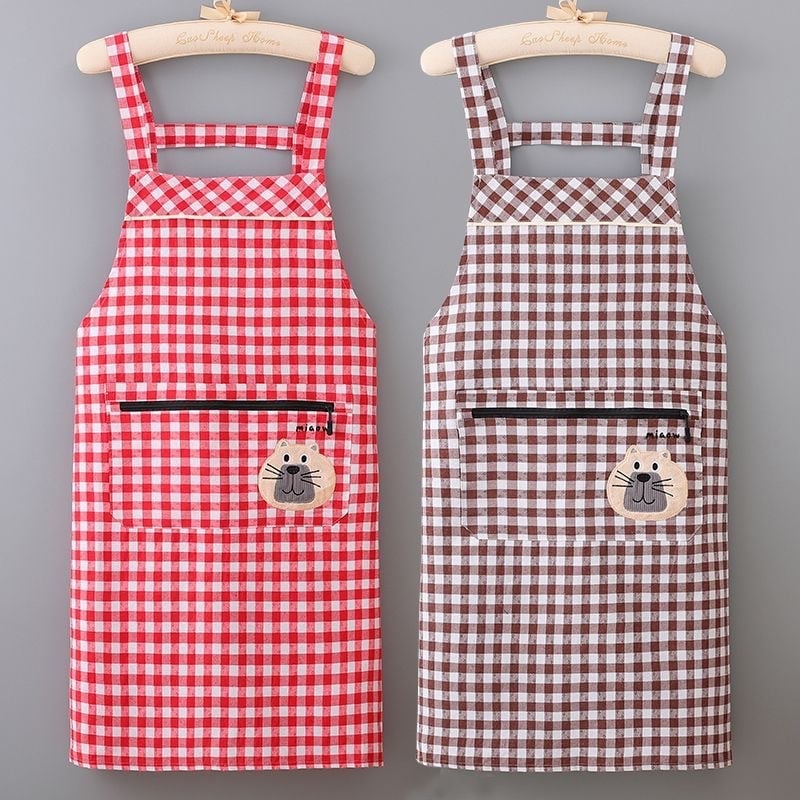 Βαμβακερή ποδιά για γυναίκες, αναπνέουσα και ανθεκτική στα λεκέδες, για οικιακή κουζίνα, με σχέδιο αρκούδας