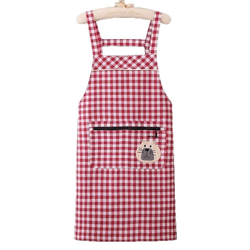 Βαμβακερή ποδιά για γυναίκες, αναπνέουσα και ανθεκτική στα λεκέδες, για οικιακή κουζίνα, με σχέδιο αρκούδας