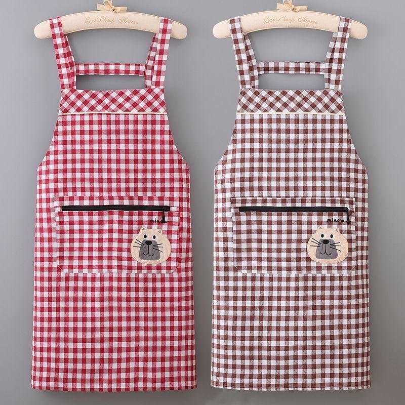 Βαμβακερή ποδιά για γυναίκες, αναπνέουσα και ανθεκτική στα λεκέδες, για οικιακή κουζίνα, με σχέδιο αρκούδας