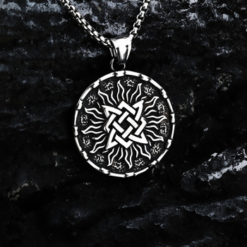 Retro ogrlica od nehrđajućeg čelika s vikingsko-slavenskim medaljonom, okrugli privjesak