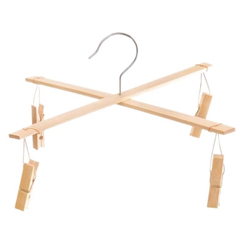 Παλιού τύπου κρεμάστρα παντελονιών από μπαμπού με τέσσερα κλιπ, σταυρωτή κρεμάστρα ρούχων και κλιπ στέγνωσης για οικιακή χρήση