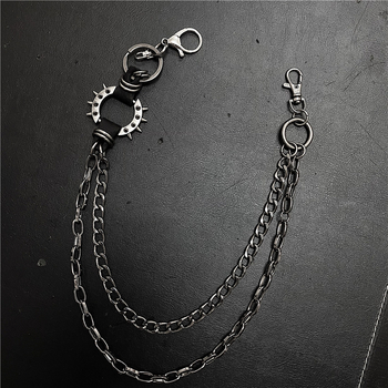 Unisex pojasni lanac s šiljcima, crni metal, punk/hip-hop stil, prilagodljiva duljina 60–80 cm