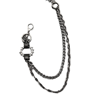 Unisex pojasni lanac s šiljcima, crni metal, punk/hip-hop stil, prilagodljiva duljina 60–80 cm