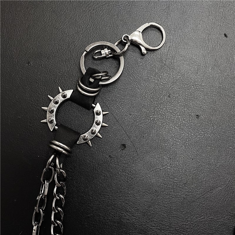 Unisex pojasni lanac s šiljcima, crni metal, punk/hip-hop stil, prilagodljiva duljina 60–80 cm