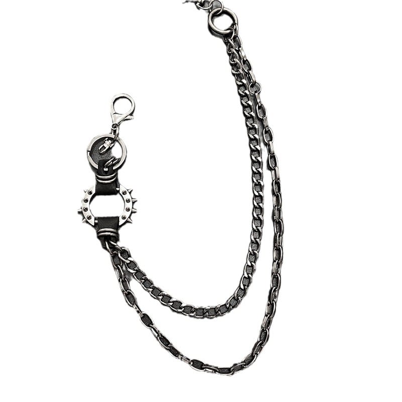 Unisex pojasni lanac s šiljcima, crni metal, punk/hip-hop stil, prilagodljiva duljina 60–80 cm