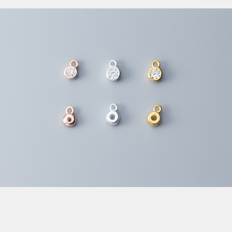 Prívesok zo striebra S925 s jedným zirkónom, pozlátený povrch, minimalistický dámsky prívesok, ručne vyrobený DIY šperky doplnok – Q0102