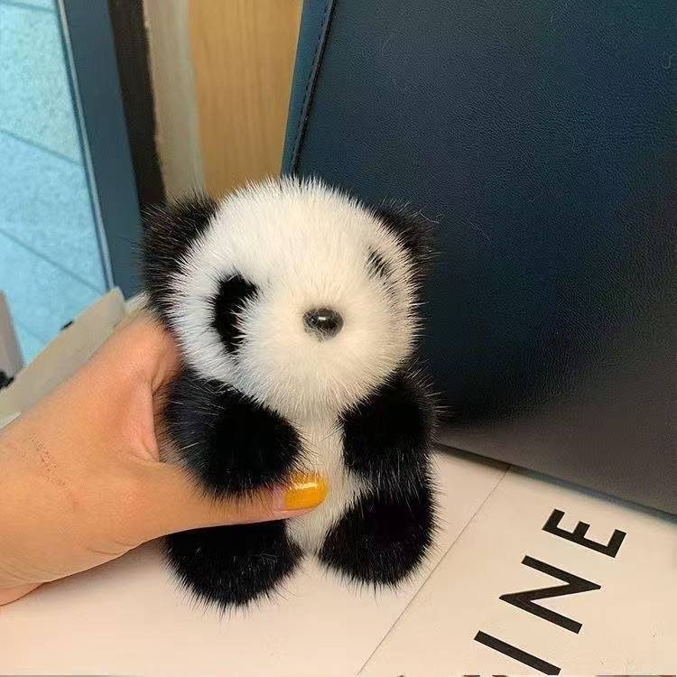 Ručni privjesak za torbu od plišane dlake, panda u Chanel stilu