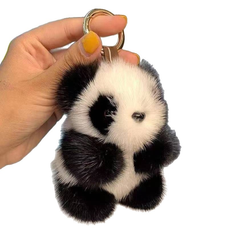 Ručni privjesak za torbu od plišane dlake, panda u Chanel stilu