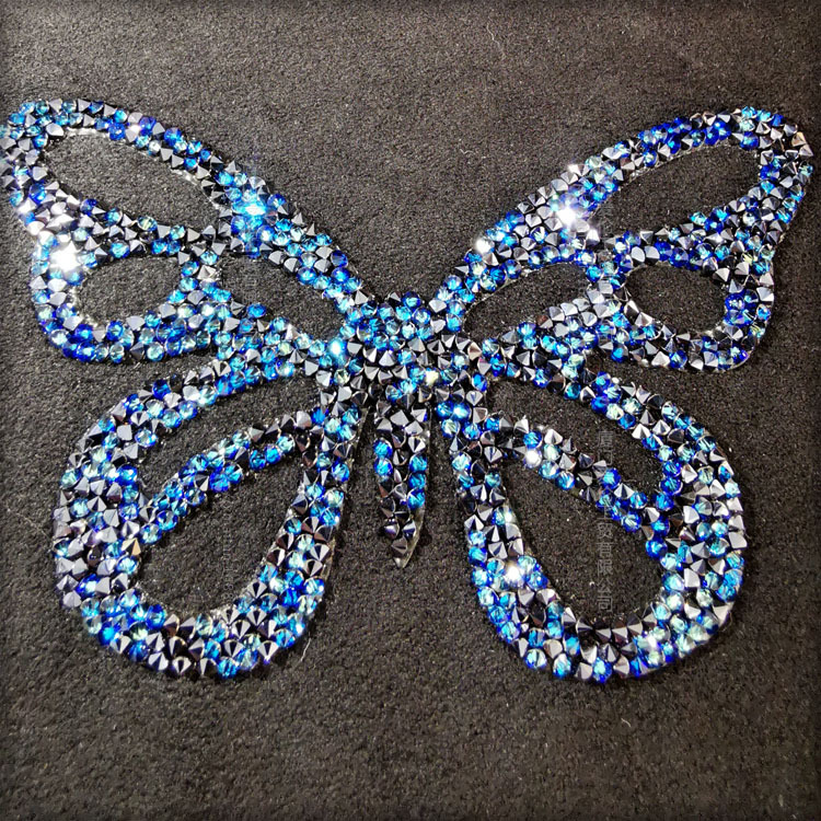 Prilagođena 3D kristalna tkanina za ukrase, mreža za ljepilo, rhinestones, leptir, motiv petokrake zvijezde, razni uzorci, toplinski preslik, samoljepiva obrada