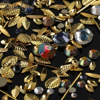 Японски стил украса за нокти: метални листа, тънки пръчки и плоски кристали за DIY декорации