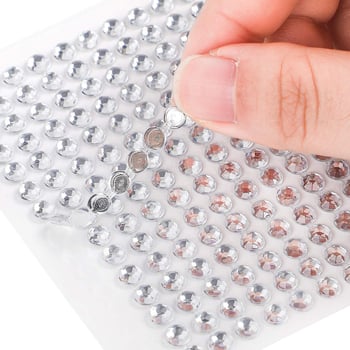 Prozirni samoljepljivi rhinestones set za nokte i šminku, kružnog oblika, veličine 3.4/5/6 mm