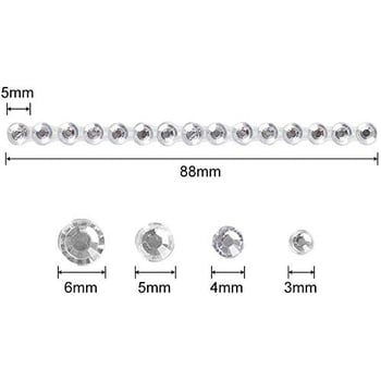 Prozirni samoljepljivi rhinestones set za nokte i šminku, kružnog oblika, veličine 3.4/5/6 mm