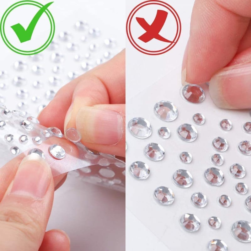 Prozirni samoljepljivi rhinestones set za nokte i šminku, kružnog oblika, veličine 3.4/5/6 mm