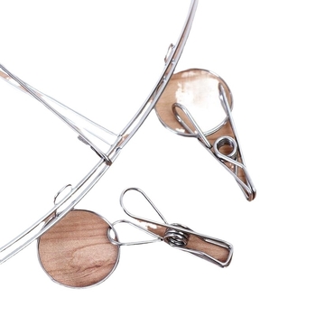 Ανοξείδωτη κρεμάστρα ρούχων με 20 κλιπ και κυκλικό δίσκο για κάλτσες, στιβαρός πολυκλιπ στεγνωτήρας με προστασία από τον άνεμο