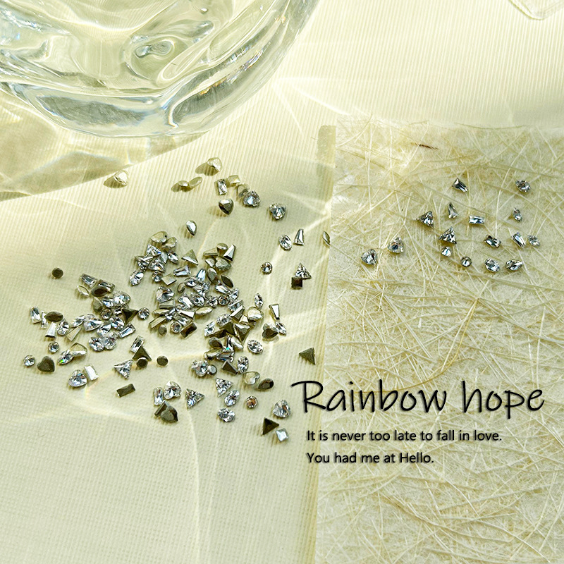 Смесени мини циркониеви кристали за нокти, плоско дъно, обърнат дизайн, за DIY маникюр – форми сърце, квадрат, капка, звезда