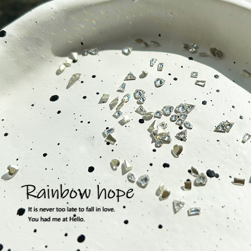 Смесени мини циркониеви кристали за нокти, плоско дъно, обърнат дизайн, за DIY маникюр – форми сърце, квадрат, капка, звезда