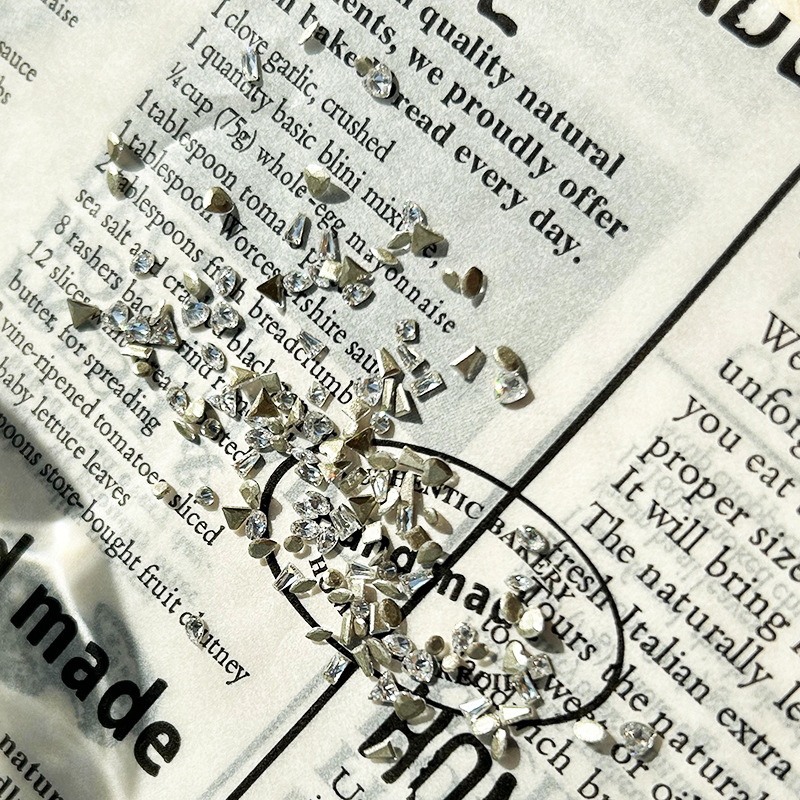 Смесени мини циркониеви кристали за нокти, плоско дъно, обърнат дизайн, за DIY маникюр – форми сърце, квадрат, капка, звезда