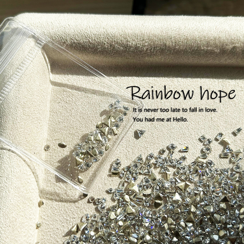 Смесени мини циркониеви кристали за нокти, плоско дъно, обърнат дизайн, за DIY маникюр – форми сърце, квадрат, капка, звезда