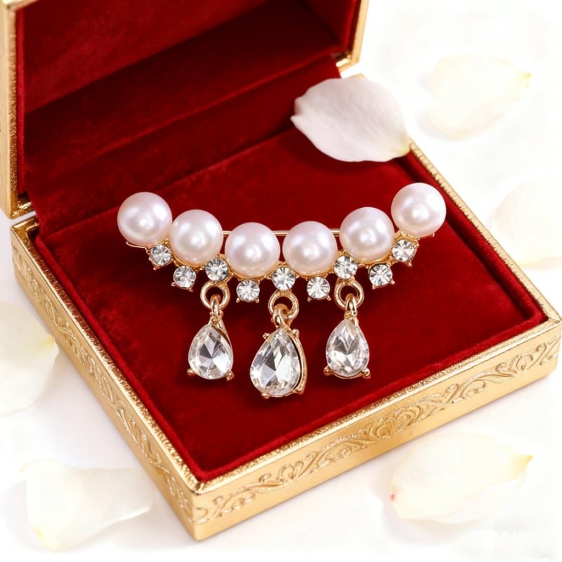 Prémiová brošňa s perlou a strapcami – elegantný doplnok na svetre a saka, pevný ozdobný šperk na oblečenie pre ženy