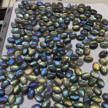 Iridescentni labradorit cabochon za prsten, za DIY ugradnju — prirodni labradorit i sivi mjesečev kamen