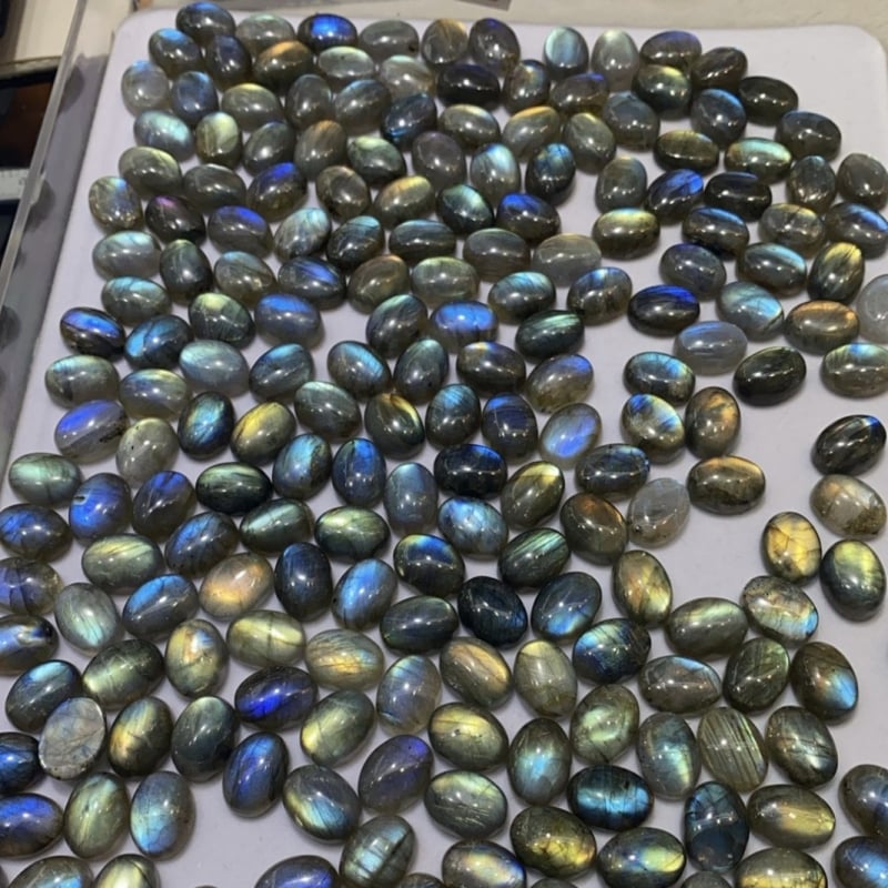 Iridescentni labradorit cabochon za prsten, za DIY ugradnju — prirodni labradorit i sivi mjesečev kamen