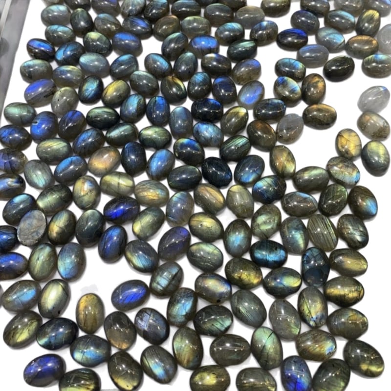Iridescentni labradorit cabochon za prsten, za DIY ugradnju — prirodni labradorit i sivi mjesečev kamen