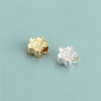 S999 srebro, 3D premazane perle s motivom peach blossom, velike rupe, spacer perle za DIY narukvicu