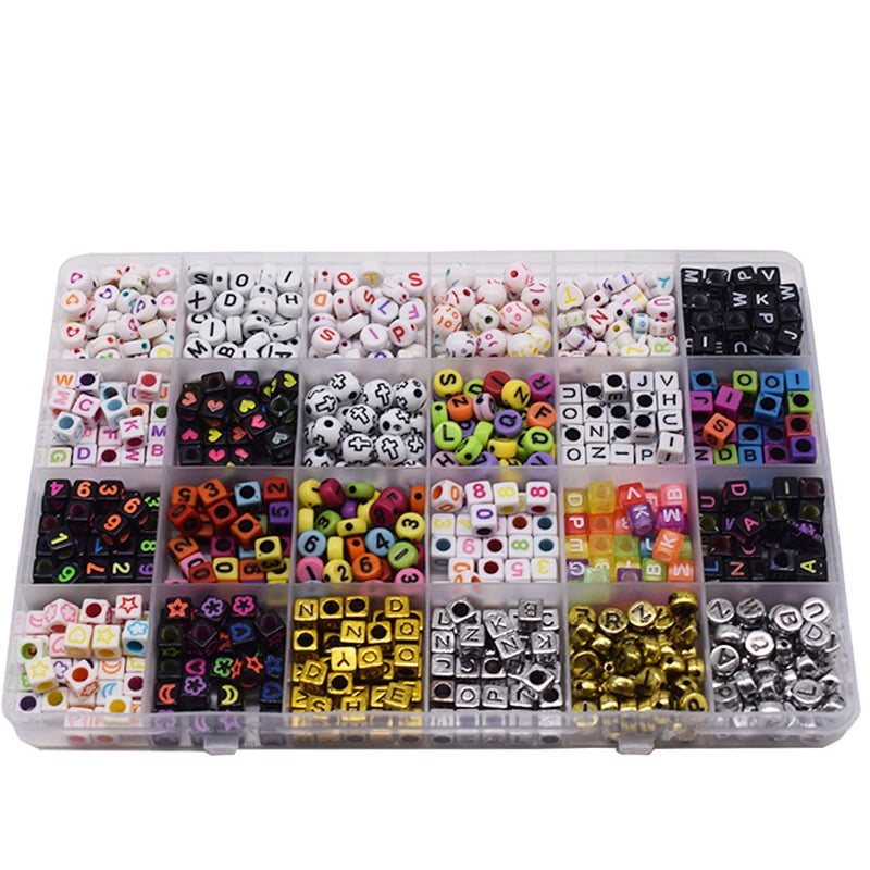 24 kutije perli s slovima, brojevima, osmijehima i srcima za ručno izradu nakita — narukvice i ogrlice