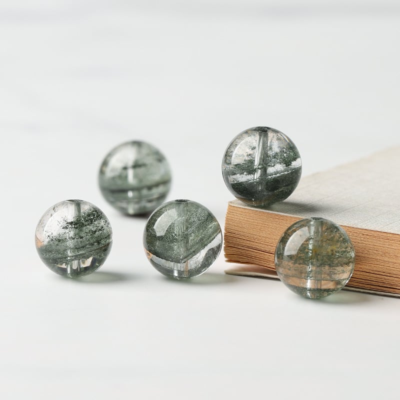 Prirodno zelene kristalne perle – set okruglih perli promjera 10 mm za DIY narukvicu, višeslojni zvjezdasti uzorak