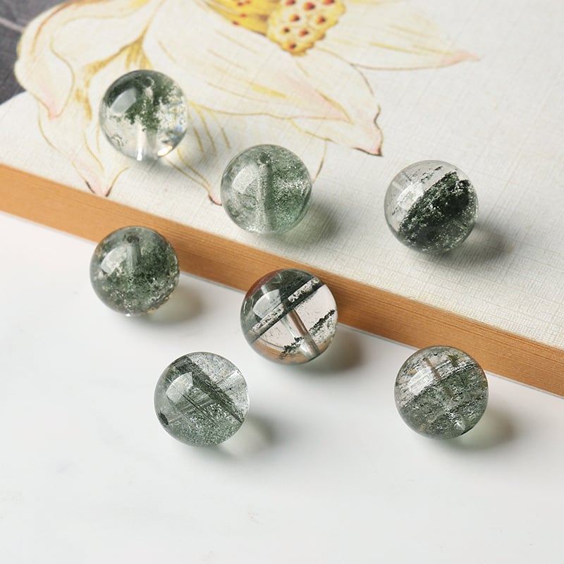 Prirodno zelene kristalne perle – set okruglih perli promjera 10 mm za DIY narukvicu, višeslojni zvjezdasti uzorak